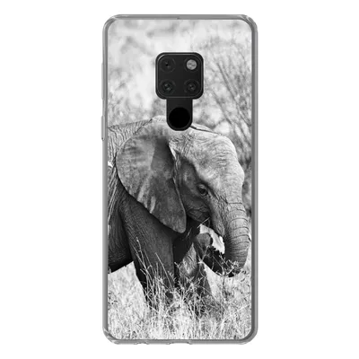 Produktbild von MuchoWow® Handyhülle Schutzhülle Hülle für Huawei P40 Lite Elefant - Tiere - Gras - Schwarz und weiß Silikon Softcase Handy Hülle - Handy