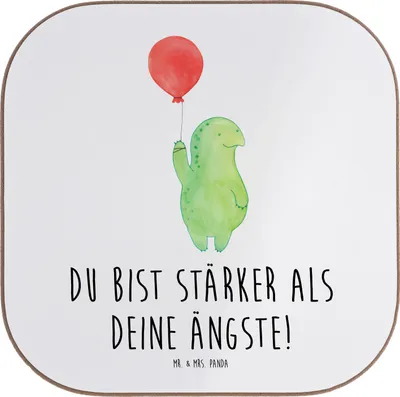 Produktbild von Mr. & Mrs. Panda Untersetzer für Gläser Angst überwinden - Weiß - Geschenk, Tischuntersetzer, Mut, inspirierende Botschaften, Selbstvertrauen, Zuversicht, Gefühle, Tasse