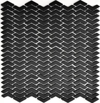 Produktbild von Mosaik Fliese ECO Recycling GLAS Fischgrät Enamel schwarz matt MOS140-HB31B_f | 10 Mosaikmatten