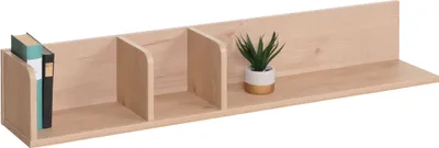 Image de Étagère murale HWC-M48, Étagère suspendue Étagère en bois Schweberegal, 3 compartiments 20x120x21cm ~ beige