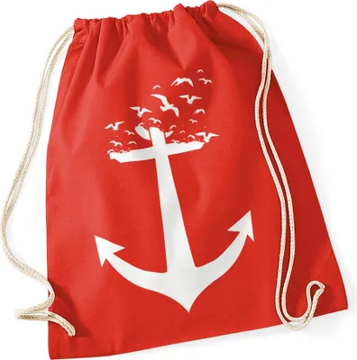 Produktbild von Turnbeutel Anker Vögel Hipster Beutel Tasche Anchor Birds Stringbag Beuteltasche