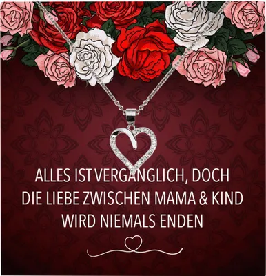 Produktbild von 22Feels Echt Silber Halskette - Mama Geschenk Geburtstag Muttertag Mutter Schmuck Set für Frauen - Herz Anhänger, Karte