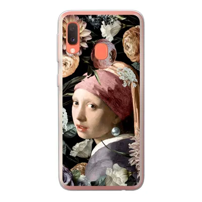Produktbild von MuchoWow® Handyhülle Schutzhülle Hülle für Samsung Galaxy A20e Mädchen mit Perlenohrring - Blumen - Vermeer - Pastell - Kunstwerk - Gemälde - Alte Meister Silikon Softcase Handy Hülle - Abdeckung