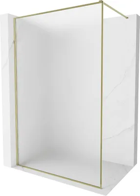 Produktbild von Mexen Kioto-F Duschwand Walk-in mit Rahmen 100 x 202 cm, Milchglas 8 mm, Gold - 800-100-104-50-30