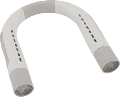 Produktbild von Tragbarer Nackenventilator 3 Geschwindigkeiten Leise Langlebig Wiederaufladbar Tragbarer persönlicher Ventilator für Reisen Strand Camping Radfahren Grau Weiß