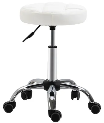 Image de Tabouret pivotant, réglable en hauteur, assise rembourrée, blanc