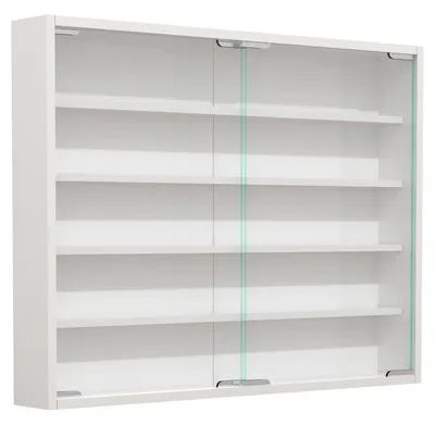 Immagine prodotto di Espositore in vetro appeso | Vetro espositore con vetro di sicurezza ESG | Dimensioni ca. H. H. 60 x W. 77 x D. 10 cm | Vetro espositore appeso | Moderno e salvaspazio | Espositore in vetro - Agisa L