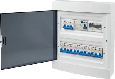 Produktbild von Sicherungskasten Leitungsschutzschalter Stromverteiler Komplett mit "B" LS Schalter FI-Schalter und Zähler 24 Module