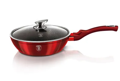 Obrázok produktu pre BERLINGERHAUS Panvica hlboká s mramorovým povrchom a pokrievkou 24 cm Burgundy Metallic Line BH-1259