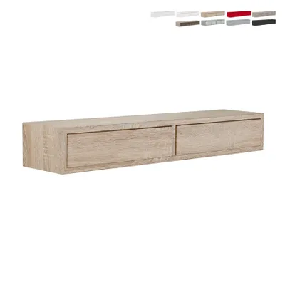 Produktbild von Wandregal mit 2 Schubladen modernes Wohnzimmer Design Domino - Natur