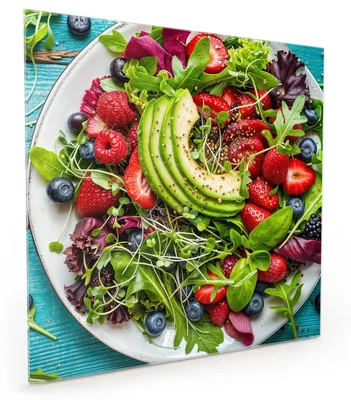 Produktbild von Küchenrückwand Spritzschutz Glas mit Motiv Gesunder Salat 40 x 40 cm