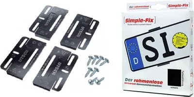 Produktbild von Simple Fix 2x Rahmenlos KFZ Kennzeichenhalter Nummernschildhalter rahmenlose Set