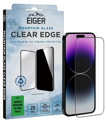 Produktbild von EIGER Mountain Glass Clear Edge, Apple, iPhone 15 Pro Max, Tropfsicher, Staubresistent, Schlagfest, Kratzresistent, Transparent, 1 Stück(e)