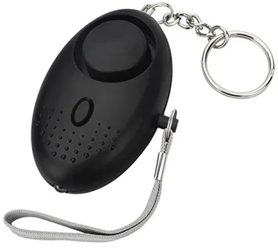 Image de Porte-clés avec alarme – Porte-clés avec bouton d'alarme – Noir – Alarme de poche – 1 pièce – 120 décibels – avec lampe de poche – Porte-clés – Sécurité – Bouton d'alarme personnel – Sirène d'autodéfense – CHPN