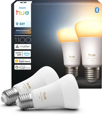 Obrázek produktu pro Philips Hue White ambiance A60 – chytrá žárovka s paticí E27 – 1100, Chytrá žárovka, Bluetooth/Zigbee, Bílá, LED, E27, A19