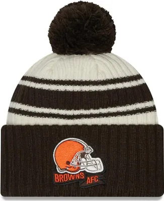 Produktbild von Cleveland Browns2022 Sideline Sport Knit Chrome White Brown Kids Beanie Weiss Youth