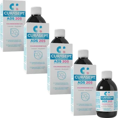 Produktbild von 4x Curasept Mundspülung ADS 205 mit 0,05 Chlorhexidin + 0,05 Fluoride