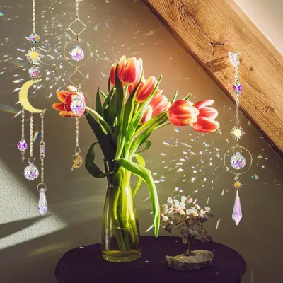 Produktbild von Kristallene Zierleisten für Fenster - Regenbogen Fensterdekoration - für den Garten - Mondsonnenschutz für Fenster Hausgarten - Weihnachtsbaumdekoration - Fest Dekoration