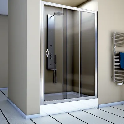 Produktbild von Nischendusche Duschtür 90cm bis 94cm Schiebetür 6mm Sicherheitsglas hochwertige Duschkabine 3tlg