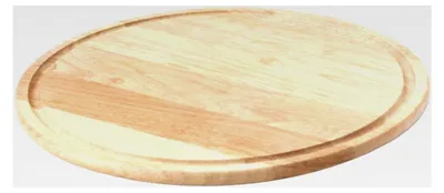Produktbild von Pizzateller aus Gummibaumholz mit Rille für Flüssigkeiten, Ø 33 x 1,2 cm