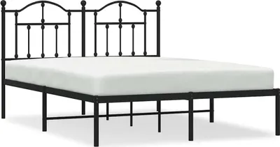Produktbild von vidaXL Bettgestell mit Kopfteil Metall Schwarz 140x200 cm