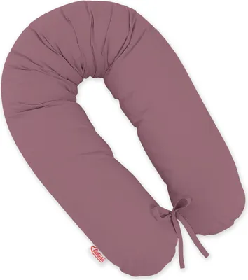 A pink maternity pillow is shown against a white background.
