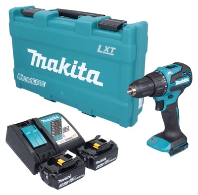 Immagine prodotto di Trapano avvitatore a percussione a batteria Makita DHP 490 RFK 18 V 65 Nm brushless + 2 batterie da 3,0 Ah + caricabatterie + valigetta