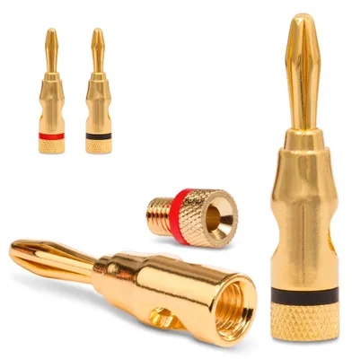 Produktbild von 4x Bananenstecker vergoldet High End Bananas Banana Nauci 24K für Kabel bis 6mm²