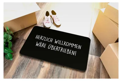 Produktbild von Fußmatte Herzlich Willkommen - Lustige Türmatte mit Spruch - Deutsche Qualität