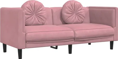 Produktbild von vidaXL Sofa mit Kissen 2-Sitzer Rosa Samt