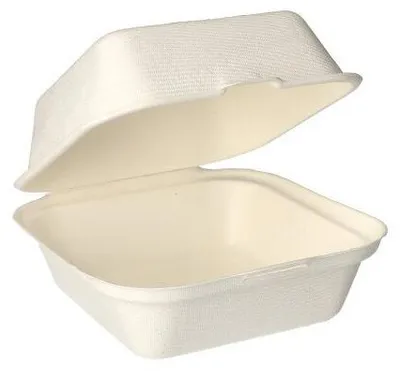Produktbild von 5x PAPSTAR 25 Hamburger-Boxen Zuckerrohr "pure" 8 cm x 14 cm x 15 cm weiss | Unbekannte Einheit (25 Stück)