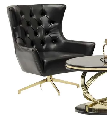 Zdjęcie produktu dla Elegancki fotel relaksacyjny czarny fotel z podłokietnikami tapicerowany salon gabinet