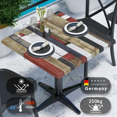 Produktbild von JAMAIKA | Bistro Außen Tischplatte | B:T 60 x 60 cm | Vintage Bunt | Quadratisch | Topalit Tischplatte