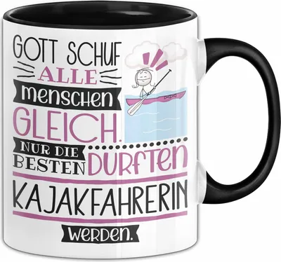 Produktbild von Kajakfahrerin Geschenk Becher Tasse Gott Schuf Alle Menschen Gleich Nur Die Besten Durfeten Kajakfahrerin Werden Geschenkidee Lustig (Schwarz)