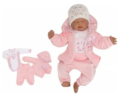 Imagen del producto de Conjunto de chándal para bebé Z&Z, de 3 piezas: sudadera, pantalones y body, diseño de conejito, color rosa, talla 74