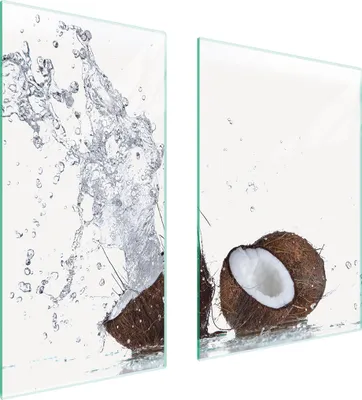 Immagine prodotto di Piastre copri fornelli 2 pezzi 75x52 Copri piano cottura in Vetroceramica tagliere in vetro acqua di cocco