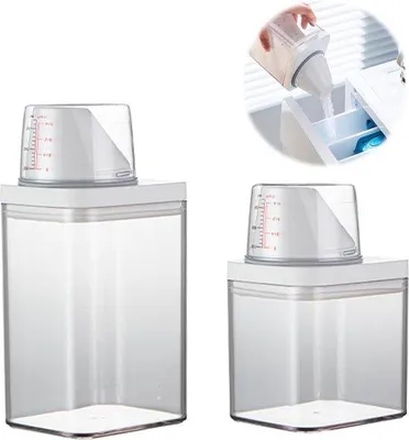 Produktbild von Famanu Waschmittelspender mit Messbecher, hohe Kapazität - 1100 ml + 700 ml