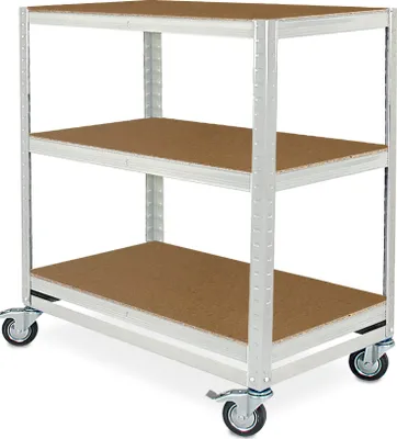 Produktbild von Kommissionierwagen/Etagenwagen mit 3 Ebenen, BxTxH 900x500x1030 mm, lichtgrau, Tragkraft 200 kg