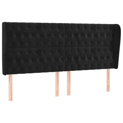 Produktbild von vidaXL Kopfteil mit Ohren Schwarz 183x23x118/128 cm Samt