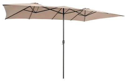Immagine prodotto di Ombrellone doppio rettangolare, dimensioni 426 x 265 cm, con manovella, protezione UV, colore marrone