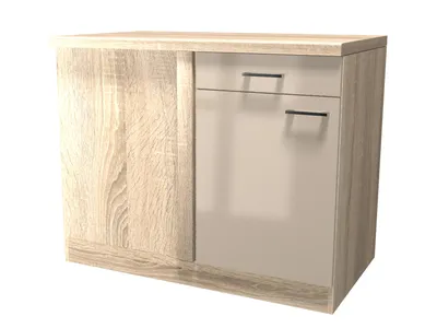 Produktbild von Eckunterschrank Küche - 110 cm breit - Kaschmir Glanz Sonoma Eiche – Neapel