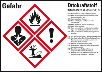 Produktbild von Dreifke® Aufkleber I GHS-Etikett Ottokraftstoff, GefStoffV/GHS/CLP, Folie, 10...