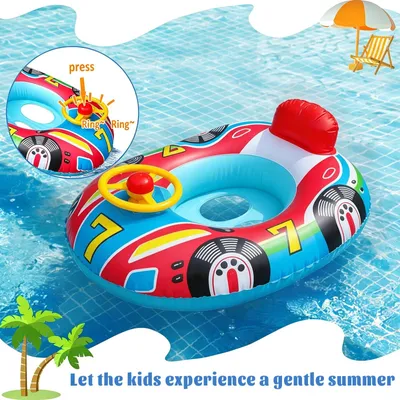 Imagen del producto de Flotador para bebés con forma de aro y volante, para niños de 12 a 48 meses, inflable, ayuda para nadar para bebés
