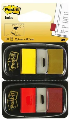 Produktbild von Post-it Haftmarker Index 25,4 x 43,2 mm rot / gelb 2 Blöcke á 50 Blatt