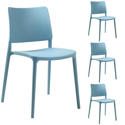 Produktbild von PAPATYA Joy-S Designstuhl: 200 kg Stapelstuhl Bistrostuhl Gartenstuhl JOY-S Kunststoff (Aquablau) 4er SET