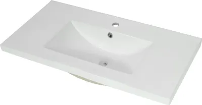 Zdjęcie produktu dla Umywalka HWC-B19, umywalka łazienkowa, ceramiczna, kwadratowa, 81 cm, biała