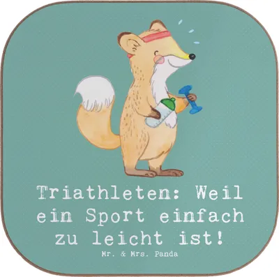 Produktbild von Mr. & Mrs. Panda Tischschoner Triathlon Helden - Meeresbrise - Geschenk, Ausdauer, Gemeinschaft, gläseruntersetzer, Durchhaltevermögen, Coaster, körperliche Fitness