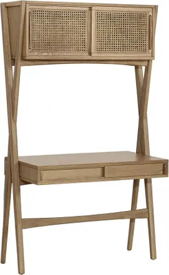 Produktbild von Regal-Schreibtisch aus Eiche und Wiener Geflecht mit 1 Schublade