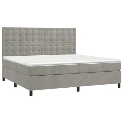 Produktbild von vidaXL Boxspringbett mit Matratze Hellgrau 200x200 cm Samt