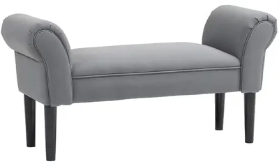 Productafbeelding van Bank, bedbank, robuuste constructie, zachte bekleding, 102x36x51 cm, grijs